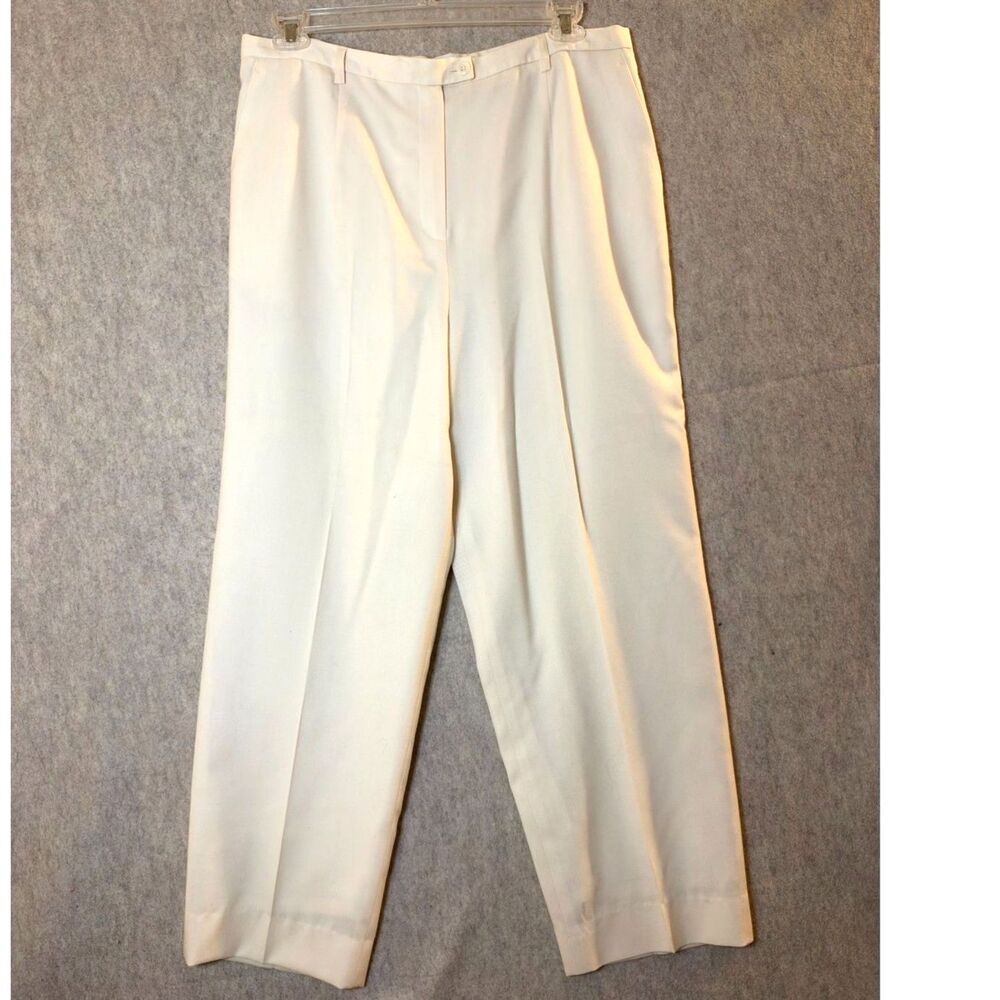 Vintage Pendleton Women's 18 Cream 100% Wool Trousers Dress Pants Wide Leg
